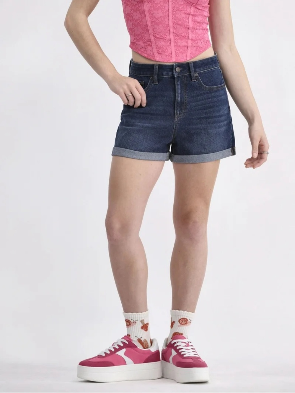 🌿5/$25 No Boundaries Dark Blue Rolled-Hem Denim Shorts